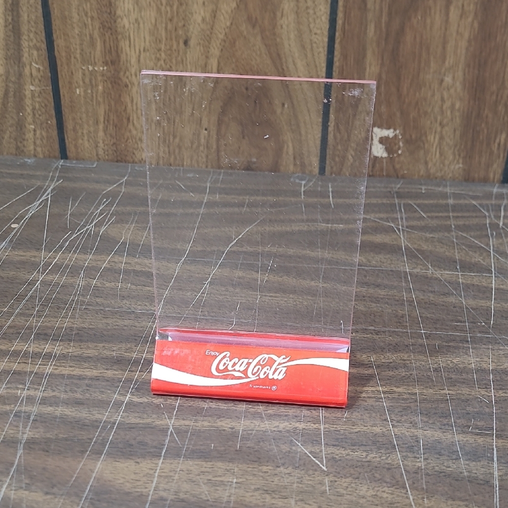 Coca-Cola Red and White Acrylic Menu Stand 4" X 6"